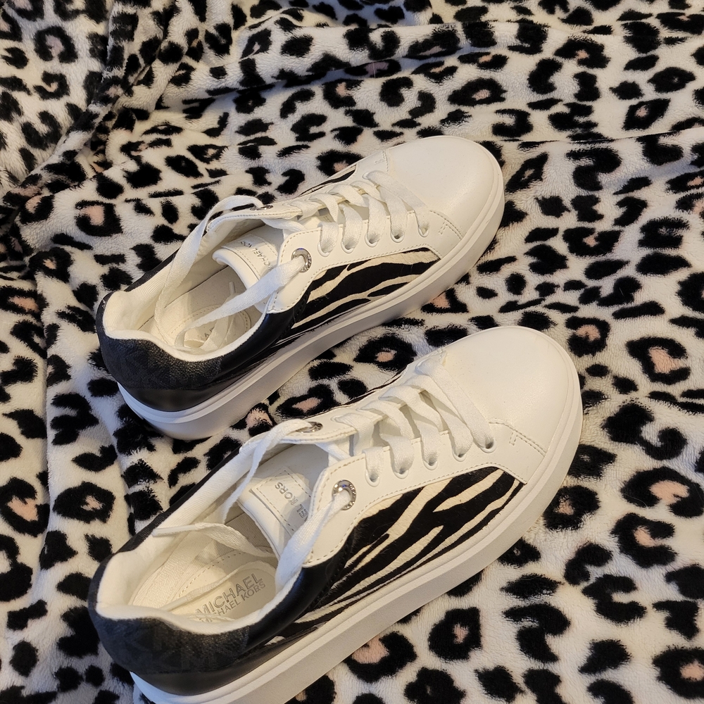 Michael Kors White and Black Zebra Sneakers